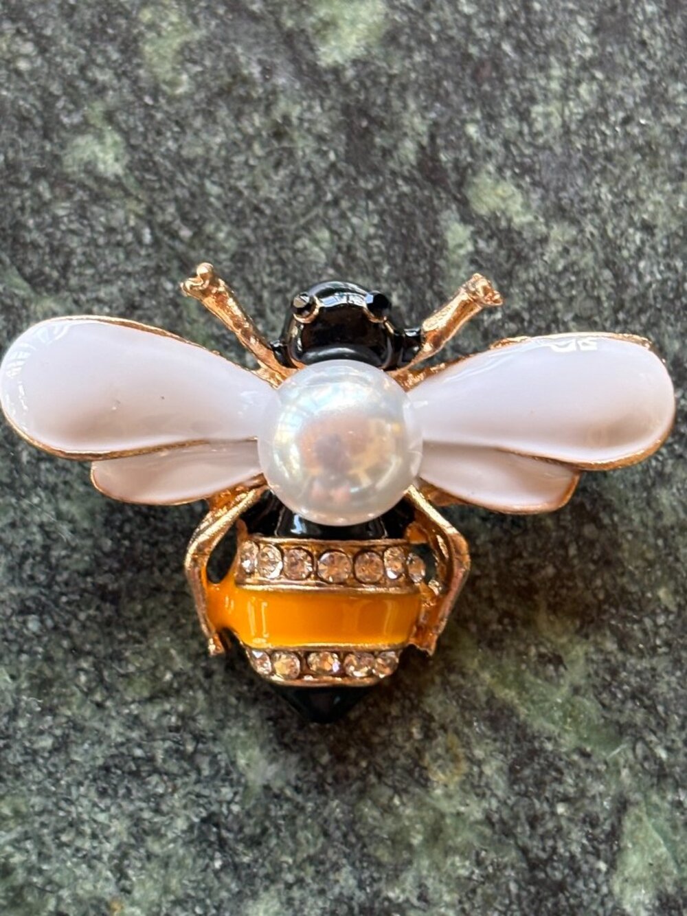 Bee Brooch Enamel and Rhinestones